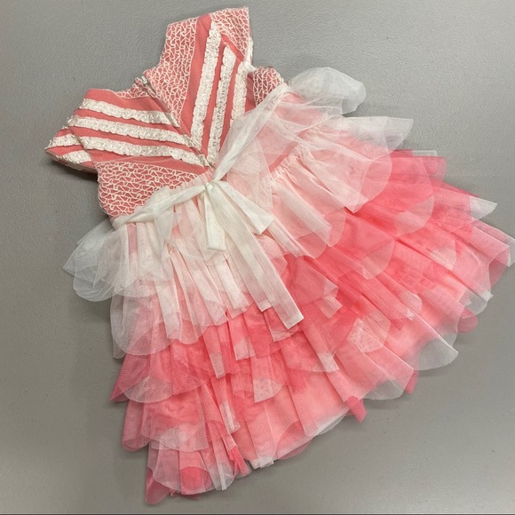 Isobella & Chloe Dress Easter Ruffle Pink White - Picture 5 of 5